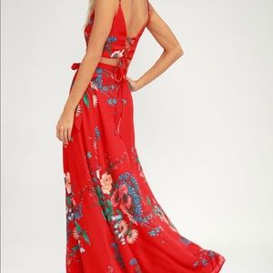 Lulus Bloom With a View Red Two-Piece Maxi Dress